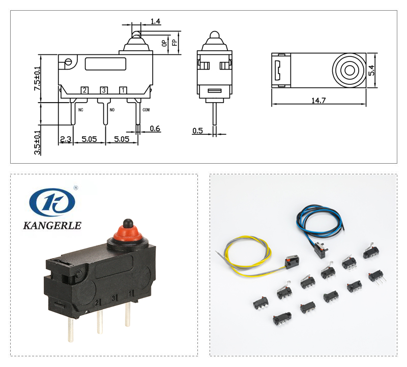 Waterproof Micro Switch KW2-1A-D-B