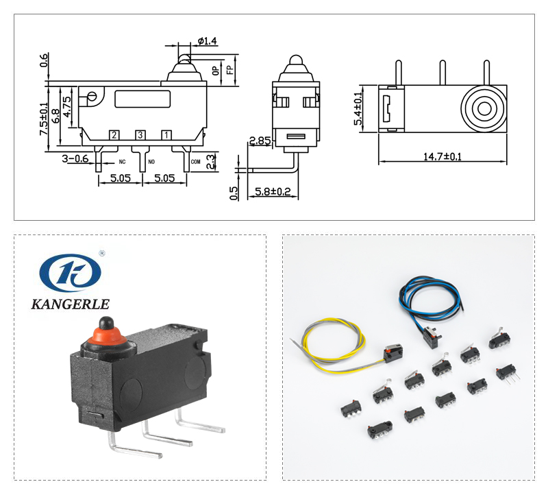 Waterproof  micro switch KW2-1A-F-B