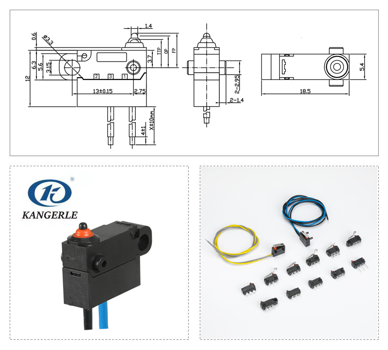 Waterproof NO wire micro switch KW2-1C-01-M1