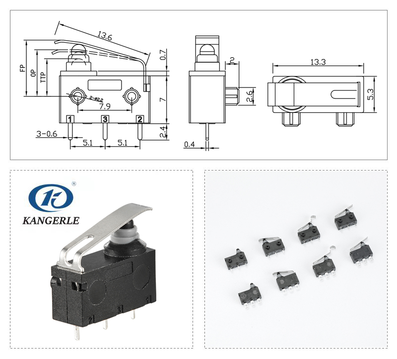 Waterproof micro switch KW4-1A-1B-B2