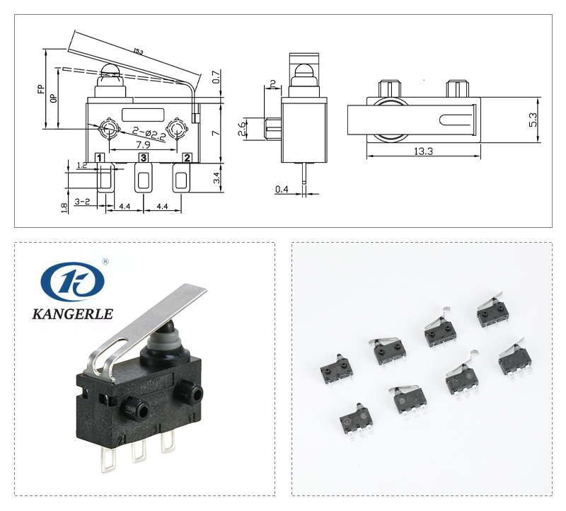 Waterproof Micro Switch KW4-1A-2A-B3