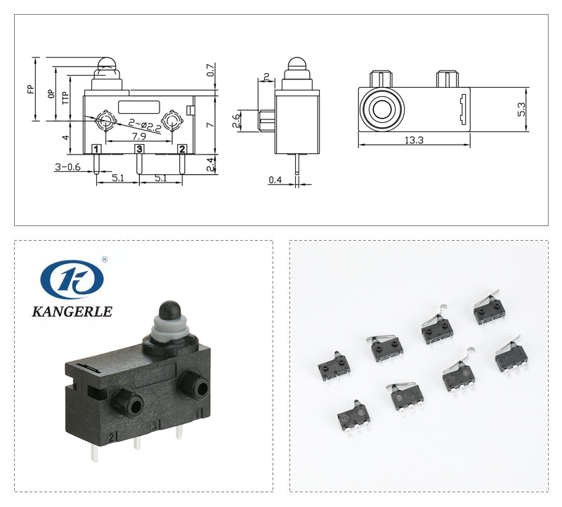 Waterproof micro switch KW4-1A-B-B3