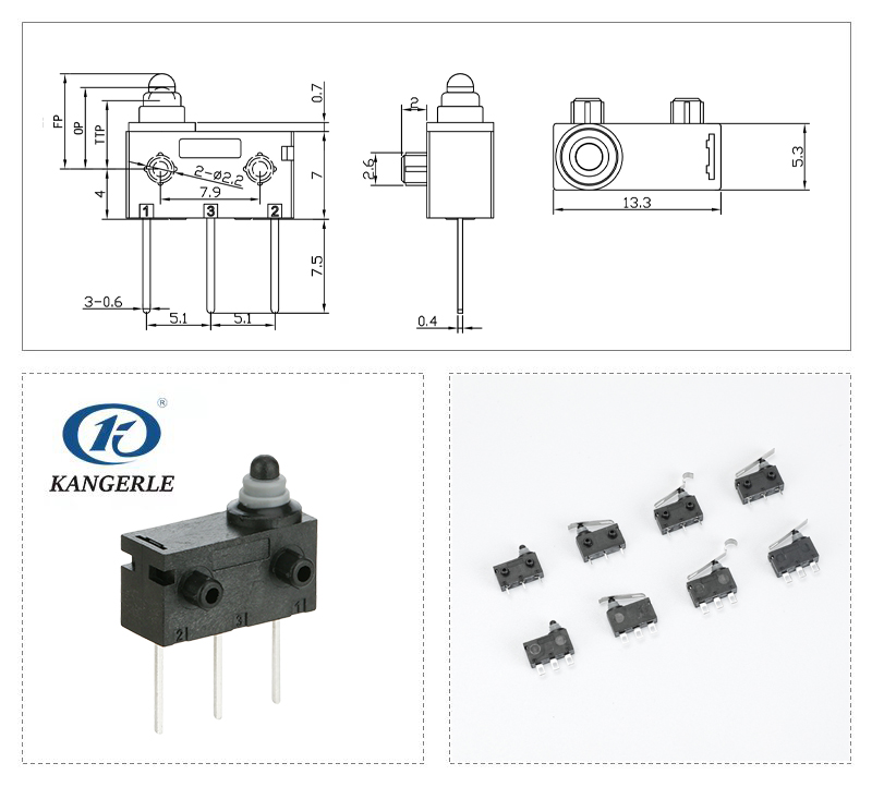 0.1A DC12V 长直PCB端子防水微动KW4-1A-C-B3插图